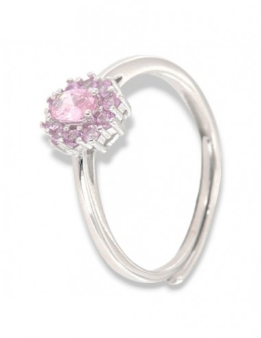 Anello Argento Rodiato Principessa Rosa Zirconi Rosa [6d49197d]