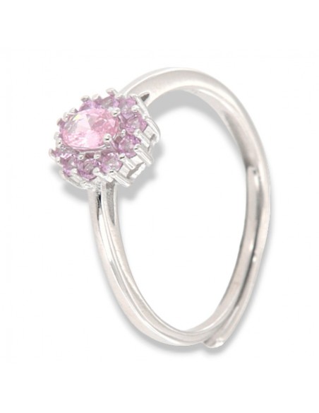 Anello Argento Rodiato Principessa Rosa Zirconi Rosa [6d49197d]