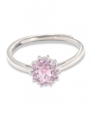 Anello Argento Rodiato Principessa Rosa Zirconi Rosa [03729b74]
