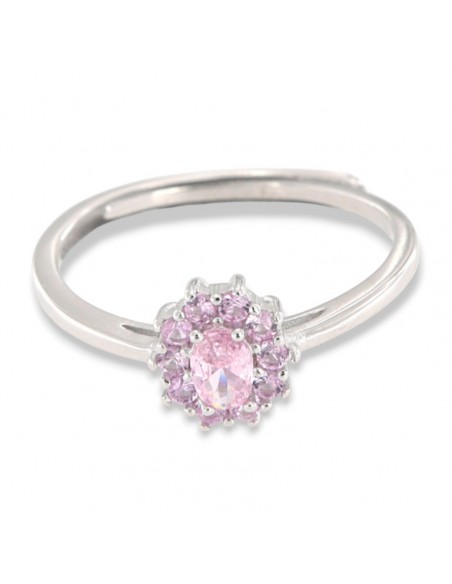 Anello Argento Rodiato Principessa Rosa Zirconi Rosa [03729b74]
