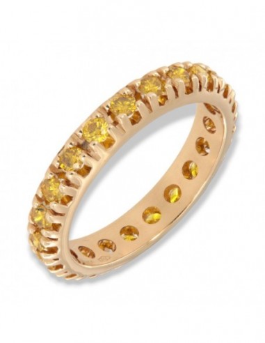 ANELLO ORO GIALLO GIRODITO ETERNITY 21 DIAMANTI DA 0,058 TOT 1,22 CARATI MISURA DITO 20 [077a131a]