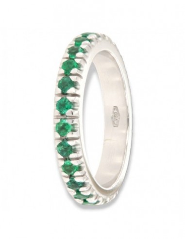 ANELLO ORO BIANCO GIRODITO ETERNITY 25 SMERALDI DA 0,04 1,01 CARATI [ac6a6bd5]