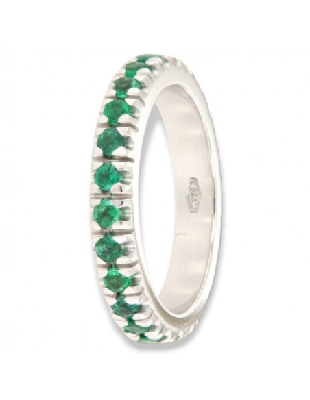 ANELLO ORO BIANCO GIRODITO ETERNITY 25 SMERALDI DA 0,04 1,01 CARATI [ac6a6bd5]