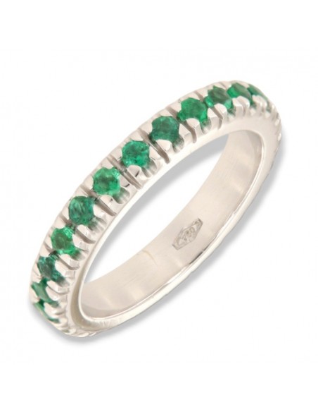ANELLO ORO BIANCO GIRODITO ETERNITY 25 SMERALDI DA 0,04 1,01 CARATI [f8d84d63]