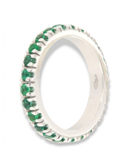 ANELLO ORO BIANCO GIRODITO ETERNITY 25 SMERALDI DA 0,04 1,01 CARATI [fd880a7d]