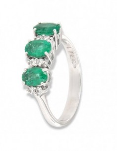 ANELLO ORO BIANCO TRILOGY SMERALDI DIAMANTI [00ac154f]