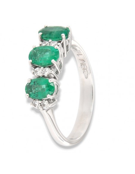ANELLO ORO BIANCO TRILOGY SMERALDI DIAMANTI [00ac154f]