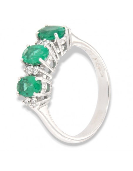 ANELLO ORO BIANCO TRILOGY SMERALDI DIAMANTI [c6abfbdf]