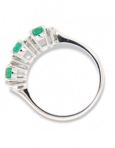 ANELLO ORO BIANCO TRILOGY SMERALDI DIAMANTI [71b63adb]