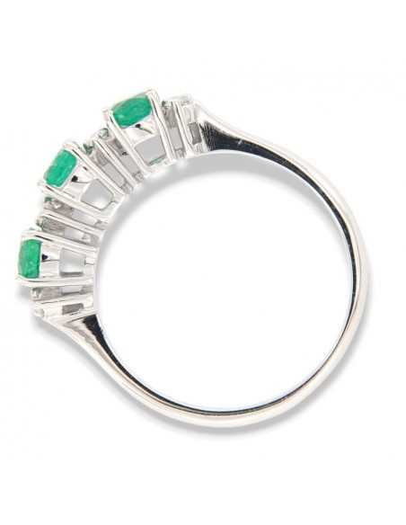 ANELLO ORO BIANCO TRILOGY SMERALDI DIAMANTI [71b63adb]