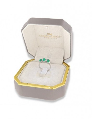 ANELLO ORO BIANCO TRILOGY SMERALDI DIAMANTI [1f8db8d2]