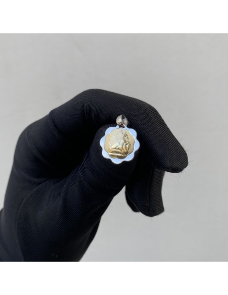 Ciondolo Oro Bianco Putto Rilievo Oro Giallo [025d4177]