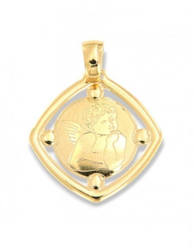 Ciondolo Oro Giallo Putto Piastra Quadrata [5476c2ba]