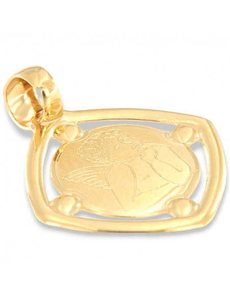 Ciondolo Oro Giallo Putto Piastra Quadrata [bb193170]