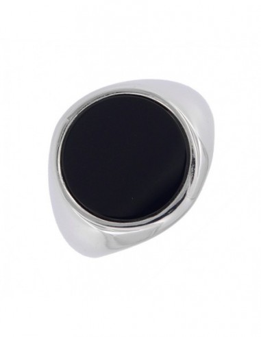 Anello Argento Rodiato Chevalier Tondo Scudo Nero [1d07eacc]