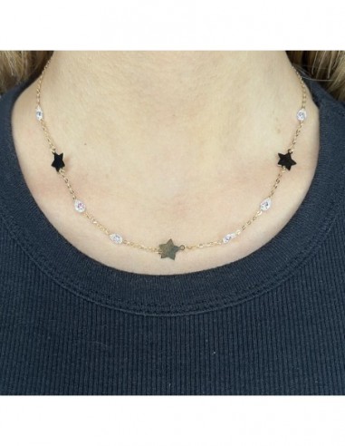 Collana Oro Gialla Stelle Con Zirconi A Goccia [1473bb3a]