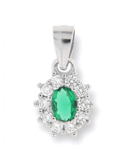 Ciondolo Argento Rodiato Principessa Verde 4x3MM [55c42590]