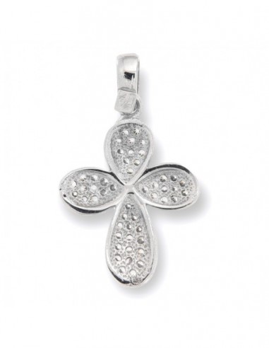 Ciondolo Oro Bianco Croce Con Zirconi Bianchi Pavè [18cdffc1]