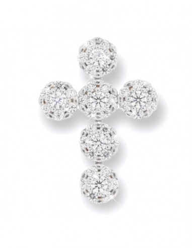 Ciondolo Oro Bianco Croce Punto Luce Zirconi Bia. [d791f0cc]