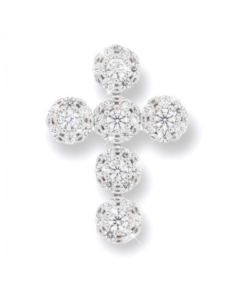 Ciondolo Oro Bianco Croce Punto Luce Zirconi Bia. [d791f0cc]