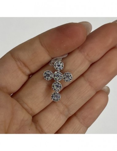 Ciondolo Oro Bianco Croce Punto Luce Zirconi Bia. [2d2ca1da]