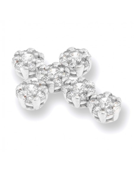 Ciondolo Oro Bianco Croce Punto Luce Zirconi Bia. [9a3160de]