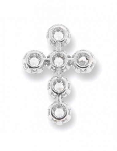 Ciondolo Oro Bianco Croce Punto Luce Zirconi Bia. [9f6127c0]