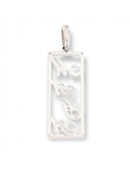 Ciondolo Oro Bianco Piastra Verticale Lettere [513d1e02]