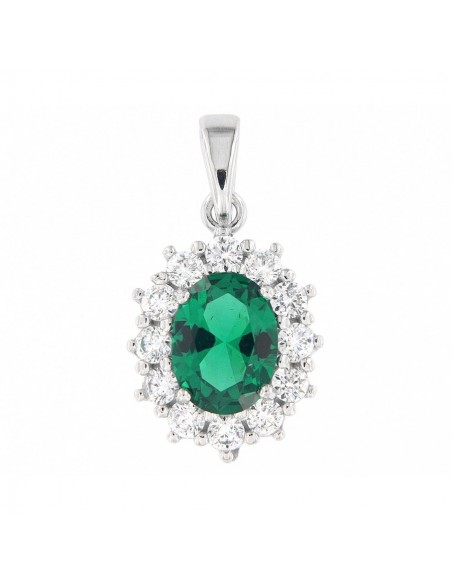 Ciondolo Oro Bianco Principessa Verde 8x6MM [fafc306f]
