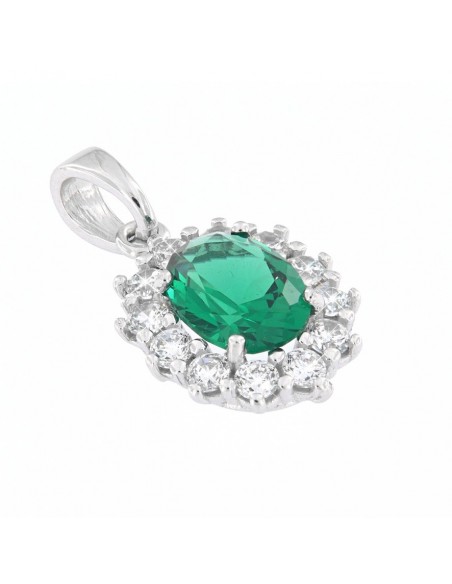 Ciondolo Oro Bianco Principessa Verde 8x6MM [6e10033e]