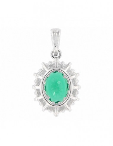 Ciondolo Oro Bianco Principessa Verde 8x6MM [6b404420]