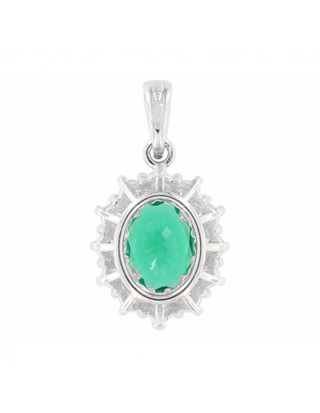 Ciondolo Oro Bianco Principessa Verde 8x6MM [6b404420]