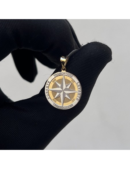 Ciondolo Oro Giallo/Bianco Rosa Dei Venti Piastra [2b9563d1]