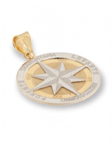 Ciondolo Oro Giallo/Bianco Rosa Dei Venti Piastra [9c88a2d5]