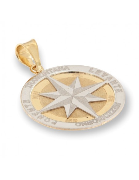 Ciondolo Oro Giallo/Bianco Rosa Dei Venti Piastra [9c88a2d5]