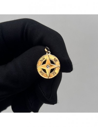 Ciondolo Oro Giallo Rosa Dei Venti Lav. Diamantata [8ee4dd09]
