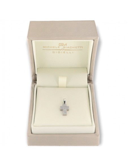 Ciondolo Oro Biano Croce Zirconi Bianchi Pavè 16MM [fa92bd01]