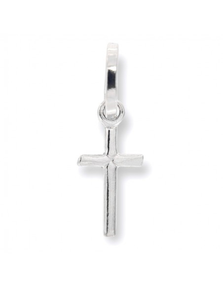 Ciondolo Oro Bianco Croce Liscia Lucida 13MM [f05cbe53]