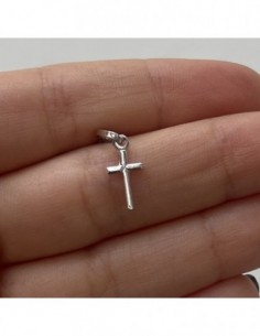 Ciondolo Oro Bianco Croce Liscia Lucida 13MM [f05cbe53] 2