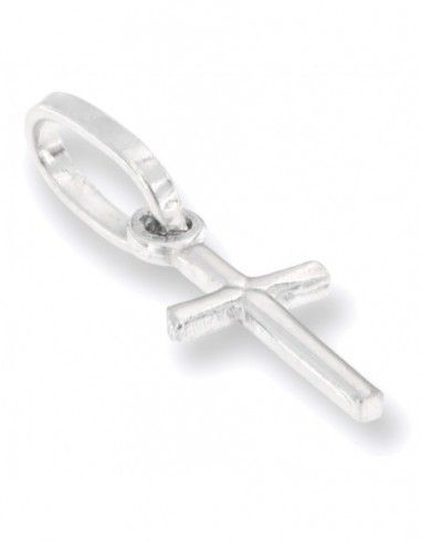 Ciondolo Oro Bianco Croce Liscia Lucida 13MM [449f1534]