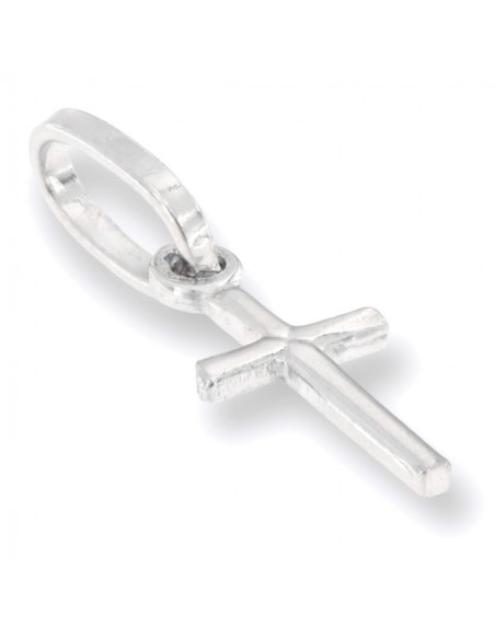 Ciondolo Oro Bianco Croce Liscia Lucida 13MM [449f1534]