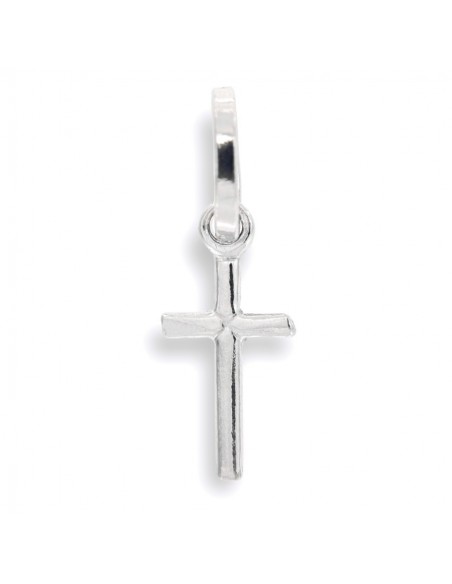 Ciondolo Oro Bianco Croce Liscia Lucida 13MM [41cf522a]