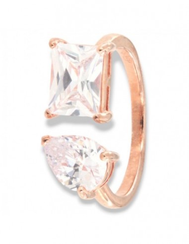 Anello Argento Rosato Zirconi Bianchi Gambo Aperto [8c739f98]