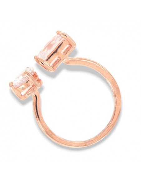 Anello Argento Rosato Zirconi Bianchi Gambo Aperto [f4d164a6]