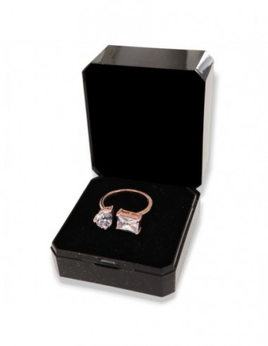 Anello Argento Rosato Zirconi Bianchi Gambo Aperto [9aeae6af]