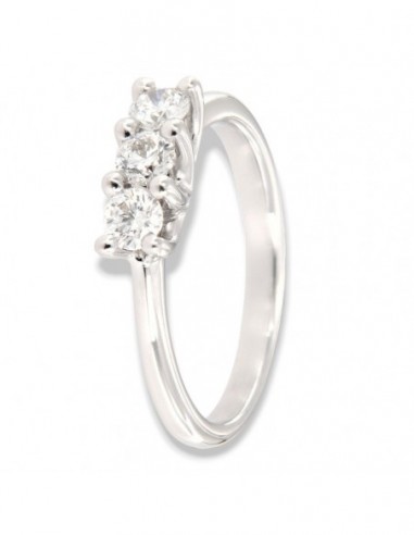 Anello Oro Bianco Trilogy Diamanti 0,58 Carati [3464aa25]