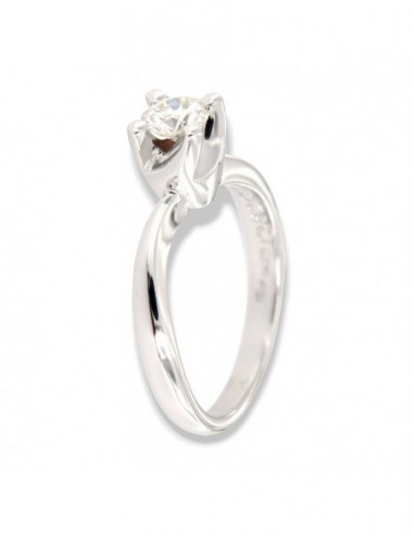Anello Oro Bianco Solitario Diamante 0,52 Carati [83796b21]