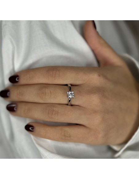 Anello Oro Bianco Solitario Diamante 0,52 Carati [07fdbfc2]