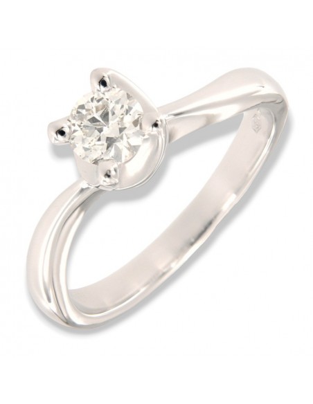 Anello Oro Bianco Solitario Diamante 0,52 Carati [b0e07ec6]