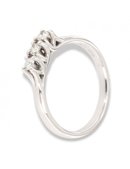 Anello Oro Bianco Trilogy 0,24 Carati Modello Abbraccio [9cee6298]